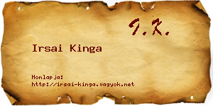 Irsai Kinga névjegykártya